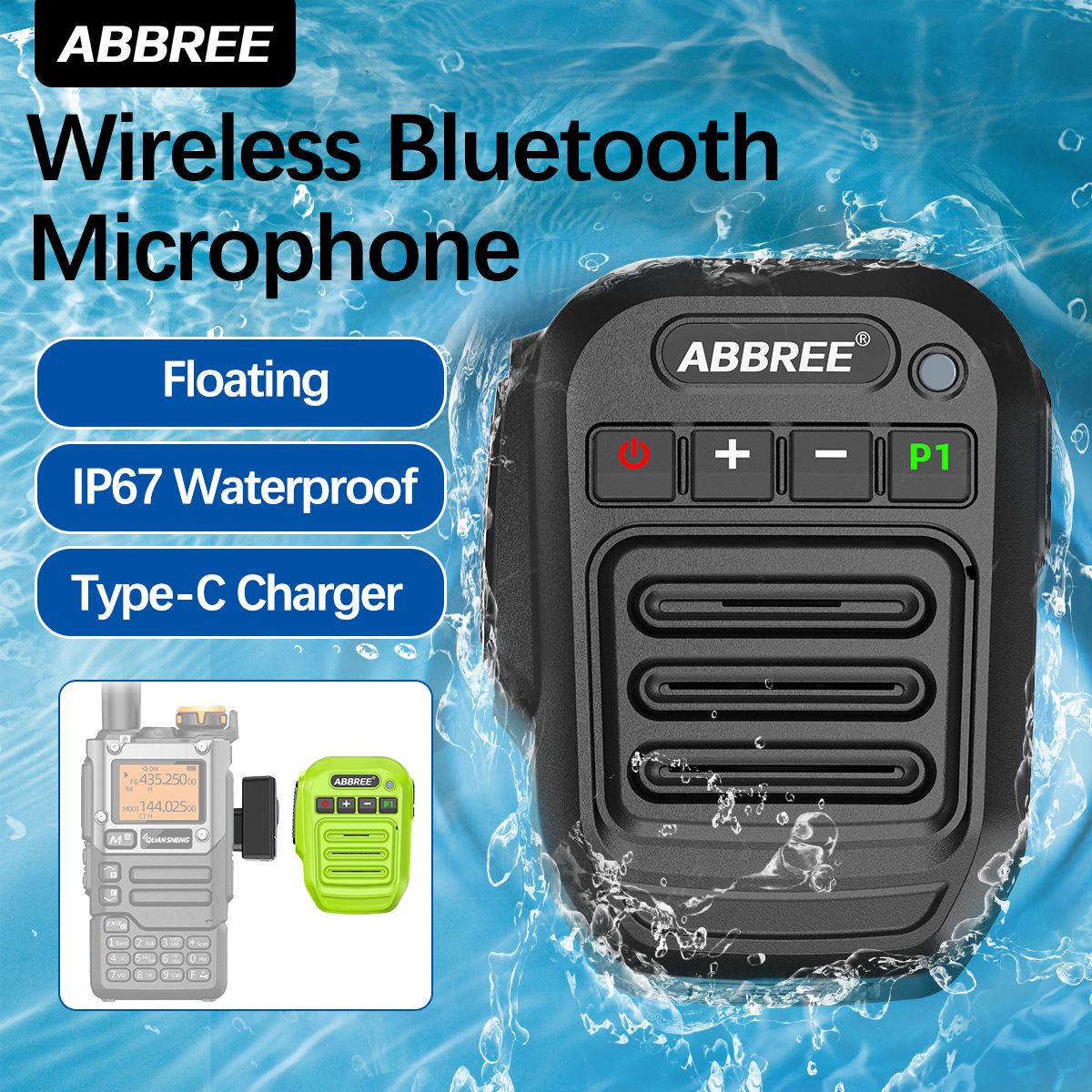 Bluetooth Speaker Waterproof - ABBREE Walkie Talkie Wireless Bluetooth Microphone